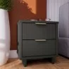 Manhattan Comfort Granville Modern Nightstand 2.0 with 2 Full Extension Drawers in Dark Grey - Manhattan Comfort Granville Modern Nightstand 2.0 with 2 Full Extension Drawers in Dark Grey