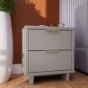 Manhattan Comfort Granville Modern Nightstand 2.0 with 2 Full Extension Drawers in Light Grey - Manhattan Comfort Granville Modern Nightstand 2.0 with 2 Full Extension Drawers in Light Grey