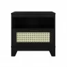 Manhattan Comfort Sheridan Modern Cane Nightstand Black Front - Manhattan Comfort Sheridan Modern Cane Nightstand Black Front