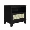 Manhattan Comfort Sheridan Modern Cane Nightstand Black Side - Manhattan Comfort Sheridan Modern Cane Nightstand Black Side