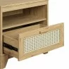 Manhattan Comfort Sheridan Modern Cane Nightstand Nature Open - Manhattan Comfort Sheridan Modern Cane Nightstand Nature Open