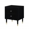 Manhattan Comfort Stanton Modern Nightstand with 2 Full Extension Drawers and Solid Wood Legs in Black Side