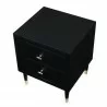 Manhattan Comfort Stanton Nightstand Full Extension Drawers and Solid Wood Legs in Black Top - Manhattan Comfort Stanton Nightstand Full Extension Drawers and Solid Wood Legs in Black Top