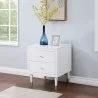 Manhattan Comfort Stanton Nightstand Full Extension Drawers and Solid Wood Legs in White - Manhattan Comfort Stanton Nightstand Full Extension Drawers and Solid Wood Legs in White