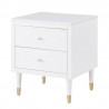 Manhattan Comfort Stanton Modern Nightstand with 2 Full Extension Drawers and Solid Wood Legs in White Side