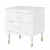 Manhattan Comfort Stanton Modern Nightstand with 2 Full Extension Drawers and Solid Wood Legs in White Side - Manhattan Comfort Stanton Modern Nightstand with 2 Full Extension Drawers and Solid Wood Legs in White Side