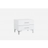 Diva Night Stand High Gloss White Chrome Handles Self-close Drawers Stainless Steel Legs