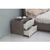 Whiteline Modern Living Berlin Night Stand In High Gloss Chestnut Grey - Lifestyle with Opened Drawers