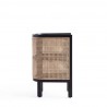 Manhattan Comfort Versailles End Table in Black and Natural Cane Side