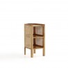 Manhattan Comfort Versailles End Table in Black and Natural Cane