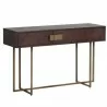 Sunpan Jade Console Table Antique Brass-Dark Mango - Front Side Angle - Sunpan Jade Console Table Antique Brass-Dark Mango - Front Side Angle