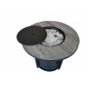 Crawford and Burke Haines Black Metal and Tile Round Fire Pit with Glass Rocks, Top View