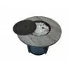 Crawford and Burke Haines Black Metal and Tile Round Fire Pit with Glass Rocks, Top View - Crawford and Burke Haines Black Metal and Tile Round Fire Pit with Glass Rocks, Top View