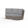 Coronado Curved Loveseat in Canvas Granite w/ Self Welt - Front Side Angle