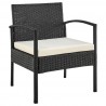 Manhattan Comfort Noli Steel Rattan 3-Piece Patio Conversation Set with Cushions in Cream Chair