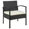 Manhattan Comfort Noli Steel Rattan 3-Piece Patio Conversation Set with Cushions in Cream Chair - Manhattan Comfort Noli Steel Rattan 3-Piece Patio Conversation Set with Cushions in Cream Chair