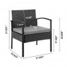 Manhattan Comfort Noli Steel Rattan 3-Piece Patio Conversation Set with Cushions Chair