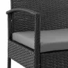 Manhattan Comfort Noli Steel Rattan 3-Piece Patio Conversation Set with Cushions in Grey Chair Arm - Manhattan Comfort Noli Steel Rattan 3-Piece Patio Conversation Set with Cushions in Grey Chair Arm