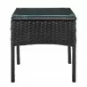 Manhattan Comfort Noli Steel Rattan 3-Piece Patio Conversation Set with Cushions in Grey End Table - Manhattan Comfort Noli Steel Rattan 3-Piece Patio Conversation Set with Cushions in Grey End Table