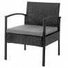 Manhattan Comfort Noli Steel Rattan 3-Piece Patio Conversation Set with Cushions in Grey Chair Side