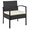 Manhattan Comfort Noli Steel Rattan 4-Piece Patio Conversation Set with Cushions in Cream Chair