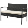 Manhattan Comfort Noli Steel Rattan 4-Piece Patio Conversation Set with Cushions in Cream Loveseat Front