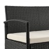 Manhattan Comfort Noli Steel Rattan 4-Piece Patio Conversation Set with Cushions in Cream Loveseat