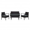 Manhattan Comfort Noli Steel Rattan 4-Piece Patio Conversation Set with Cushions in Grey