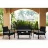 Manhattan Comfort Noli Steel Rattan 4-Piece Patio Conversation Set with Cushions in Grey - Manhattan Comfort Noli Steel Rattan 4-Piece Patio Conversation Set with Cushions in Grey