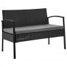 Manhattan Comfort Noli Steel Rattan 4-Piece Patio Conversation Set with Cushions in Grey Loveseat Front