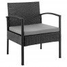 Manhattan Comfort Noli Steel Rattan 4-Piece Patio Conversation Set with Cushions in Grey Chair Front
