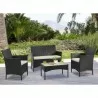 Manhattan Comfort Imperia Steel Rattan 4-Piece Patio Conversation Set with Cushions in Cream - Manhattan Comfort Imperia Steel Rattan 4-Piece Patio Conversation Set with Cushions in Cream