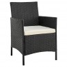 Manhattan Comfort Imperia Steel Rattan 4-Piece Patio Conversation Set with Cushions in Cream Chair