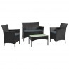 Manhattan Comfort Imperia Steel Rattan 4-Piece Patio Conversation Set with Cushions in Grey