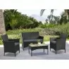 Manhattan Comfort Imperia Steel Rattan 4-Piece Patio Conversation Set with Cushions in Grey - Manhattan Comfort Imperia Steel Rattan 4-Piece Patio Conversation Set with Cushions in Grey