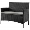 Manhattan Comfort Imperia Steel Rattan 4-Piece Patio Conversation Set with Cushions in Grey Loveseat Front
