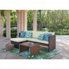 Manhattan Comfort Menton Steel Rattan 2-Piece Chair Lounge and 2 Seater with Coffee Table Patio Set in Cream