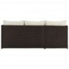 Manhattan Comfort Menton Steel Rattan 2-Piece Chair Lounge and 2 Seater with Coffee Table Patio Set in Cream Back