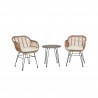 Manhattan Comfort Antibes 1.0 Steel Rattan 3-Piece Patio Conversation Set with Cushions in Cream Set 0f 2