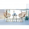 Manhattan Comfort Antibes 1.0 Steel Rattan 3-Piece Patio Conversation Set with Cushions in Cream