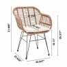 Manhattan Comfort Antibes 1.0 Steel Rattan 3-Piece Patio Conversation Set with Cushions Size