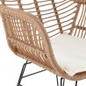 Manhattan Comfort Antibes 1.0 Steel Rattan 3-Piece Patio Conversation Set with Cushions in Cream Arm