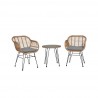 Manhattan Comfort Antibes 1.0 Steel Rattan 3-Piece Patio Conversation Set with Cushions in Grey Set of 2