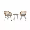 Manhattan Comfort Antibes 1.0 Steel Rattan 3-Piece Patio Conversation Set with Cushions in Grey Set of 2 - Manhattan Comfort Antibes 1.0 Steel Rattan 3-Piece Patio Conversation Set with Cushions in Grey Set of 2