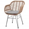 Manhattan Comfort Antibes 1.0 Steel Rattan 3-Piece Patio Conversation Set with Cushions in Grey Front
