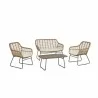 Manhattan Comfort Antibes 2.0 Steel Rattan 4-Piece Patio Conversation Set with Cushions in Cream - Manhattan Comfort Antibes 2.0 Steel Rattan 4-Piece Patio Conversation Set with Cushions in Cream