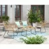 Manhattan Comfort Antibes 2.0 Steel Rattan 4-Piece Patio Conversation Set with Cushions in Cream - Manhattan Comfort Antibes 2.0 Steel Rattan 4-Piece Patio Conversation Set with Cushions in Cream
