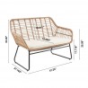 Manhattan Comfort Antibes 2.0 Steel Rattan 4-Piece Patio Conversation Set with Cushions Size Loveseat