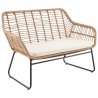 Manhattan Comfort Antibes 2.0 Steel Rattan 4-Piece Patio Conversation Set with Cushions in Cream Loveseat Front