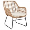 Manhattan Comfort Antibes 2.0 Steel Rattan 4-Piece Patio Conversation Set with Cushions in Cream Chair